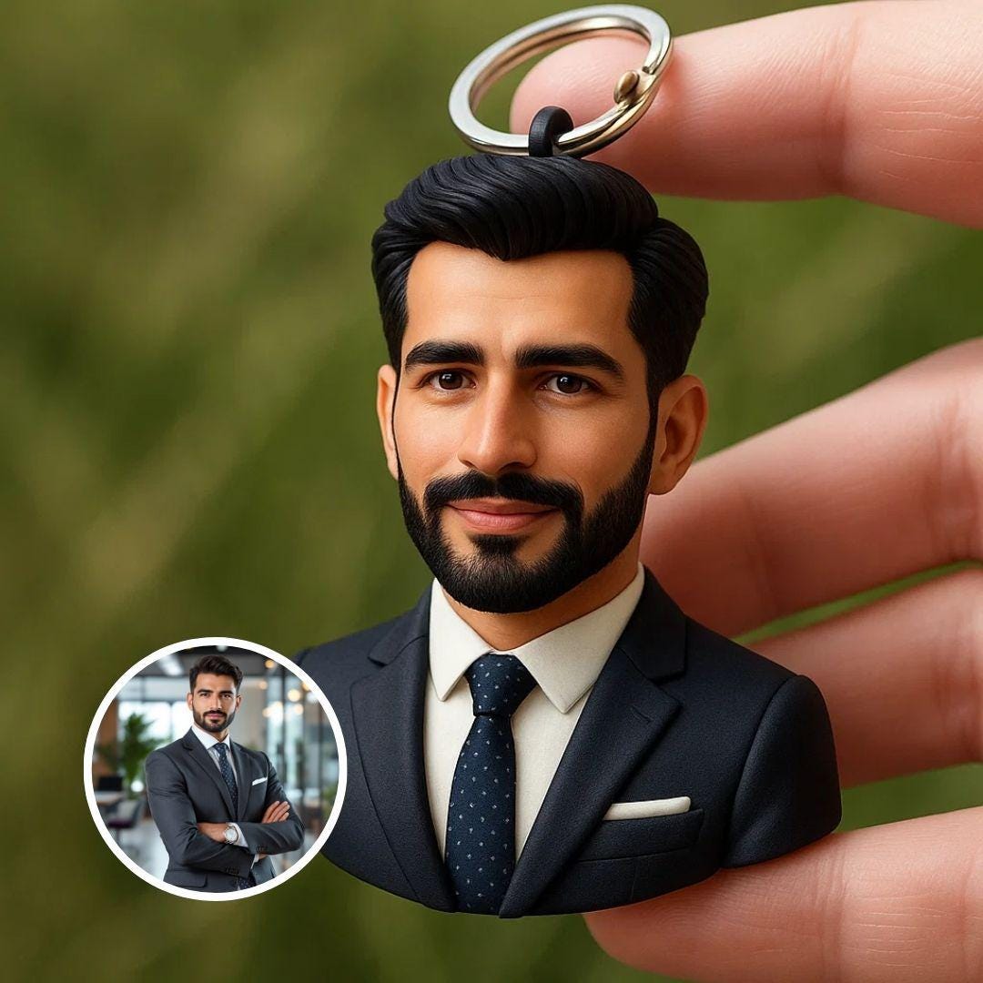 Personalized 3D Business Keychain – Custom Mini Executive Figurine from Photo