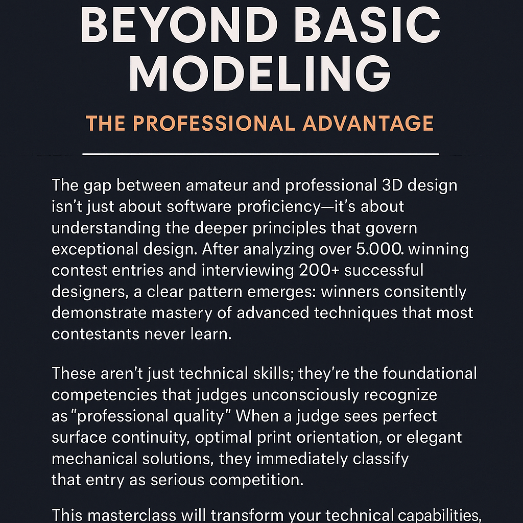 Master Challenge Series: Advanced 3D Design Techniques for Contest Success