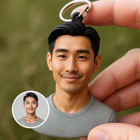 Custom 3D Portrait Keychain from Photo – Personalized Mini Figurine Gift for Her & Him