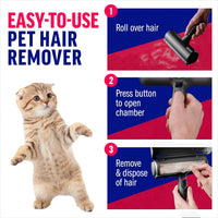 Pet Hair Remover and Reusable Lint Roller - Cat and Dog Hair Remover for Furniture, Couch, Carpet, Clothing and Bedding - Portable, Multi-Surface Fur Removal Tool (Black)