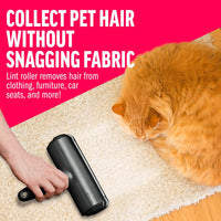 Pet Hair Remover and Reusable Lint Roller - Cat and Dog Hair Remover for Furniture, Couch, Carpet, Clothing and Bedding - Portable, Multi-Surface Fur Removal Tool (Black)