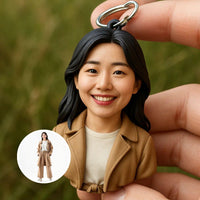 Custom Full Body 3D Portrait Keychain From Photo – Personalized Miniature Keyring Gift For Him Her Couple
