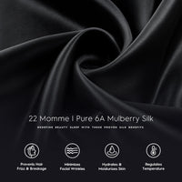 Pillow Cases - 22Mm 100% Pure Mulberry 6A Silk Pillowcase for Hair & Skin with Zipper Closure, Cooling, Natural, Organic, Double Sided Silk Pillow Case (Midnight Black, Queen 20X30 1Pc)