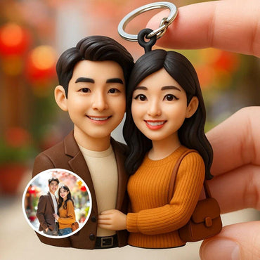 Custom Couple 3D Keychain – Personalized Wedding or Anniversary Figurine Gift