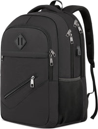 Black Backpack, School Backpacks for Teen Boys & Girls, Student Bookbag Fits 17.3 Inch Laptop with USB Charging Port, Water Resistant Travel Backpack, Sturdy anti Theft Computer Bag Gifts Men Women