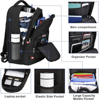 Laptop Backpack for Men, Large Anti-Theft Business Travel Backpack with USB Charging Port, Water Resistant College School Computer Bag for Men/Women for 17 Inch Laptop and Notebook