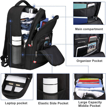 Laptop Backpack for Men, Large Anti-Theft Business Travel Backpack with USB Charging Port, Water Resistant College School Computer Bag for Men/Women for 17 Inch Laptop and Notebook