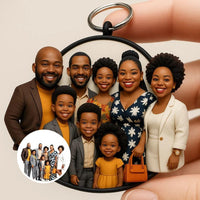 Custom Big Family 3D Keychain – Multigenerational Personalized Group Figurine Gift