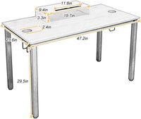 Gaming Computer Desk, 47 Inches Desk Gaming Table Workstation Desk with Display Stand and Cable Management and Headphone Holder, Teak BHUS-AC14BB