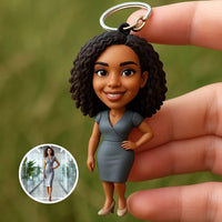 Custom 3D Business Portrait Keychain – Personalized Executive Mini Figurine Gift