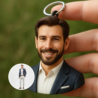 Custom 3D Keychain from Photo - Personalized Full Body Mini Figure Gift for Men & Husband