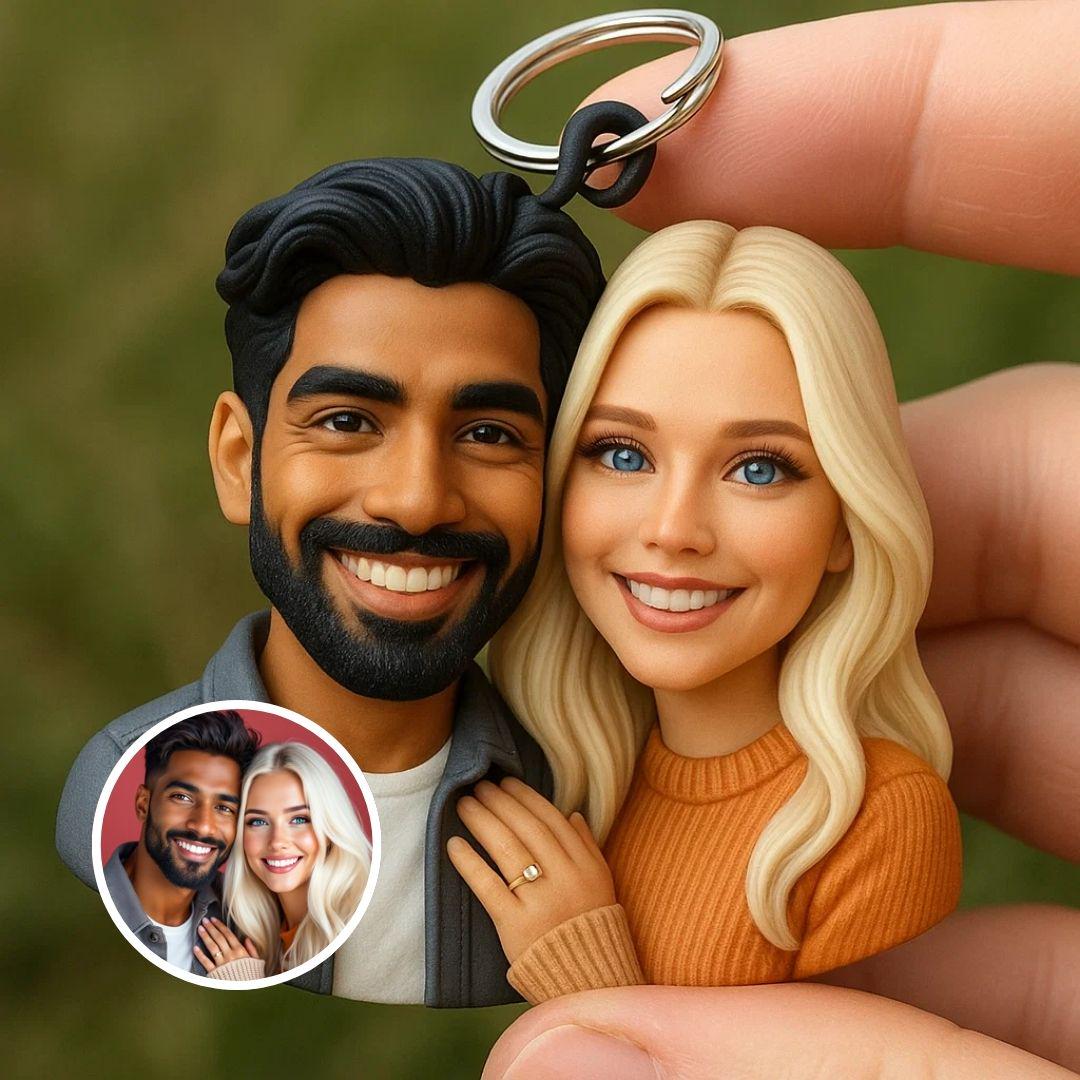 Custom 3D Bust Keychain from Photo – Personalized Mini Figure of Kids, Chefs, Firefighters – Unique Gift Idea
