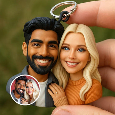 Custom 3D Bust Keychain from Photo – Personalized Mini Figure of Kids, Chefs, Firefighters – Unique Gift Idea