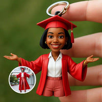 Custom Graduation 3D Keychain – Personalized Graduate Figurine from Your Photo Gift