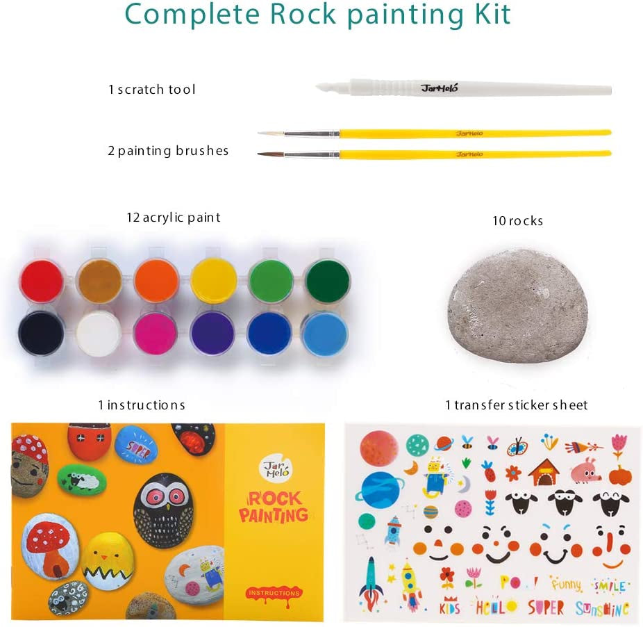 Rock Painting Kits for Kids, Hide & Seek Rock Kits, Arts & Crafts Kits for Kids Age 6-12, Best Gift Art Set, Waterproof Paints