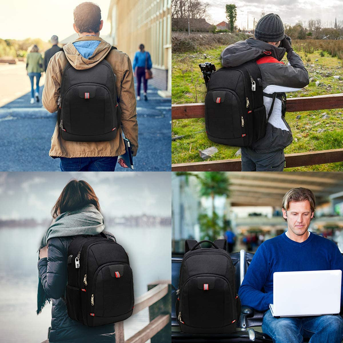 Laptop Backpack for Men, Large Anti-Theft Business Travel Backpack with USB Charging Port, Water Resistant College School Computer Bag for Men/Women for 17 Inch Laptop and Notebook