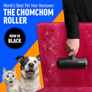 Pet Hair Remover and Reusable Lint Roller - Cat and Dog Hair Remover for Furniture, Couch, Carpet, Clothing and Bedding - Portable, Multi-Surface Fur Removal Tool (Black)