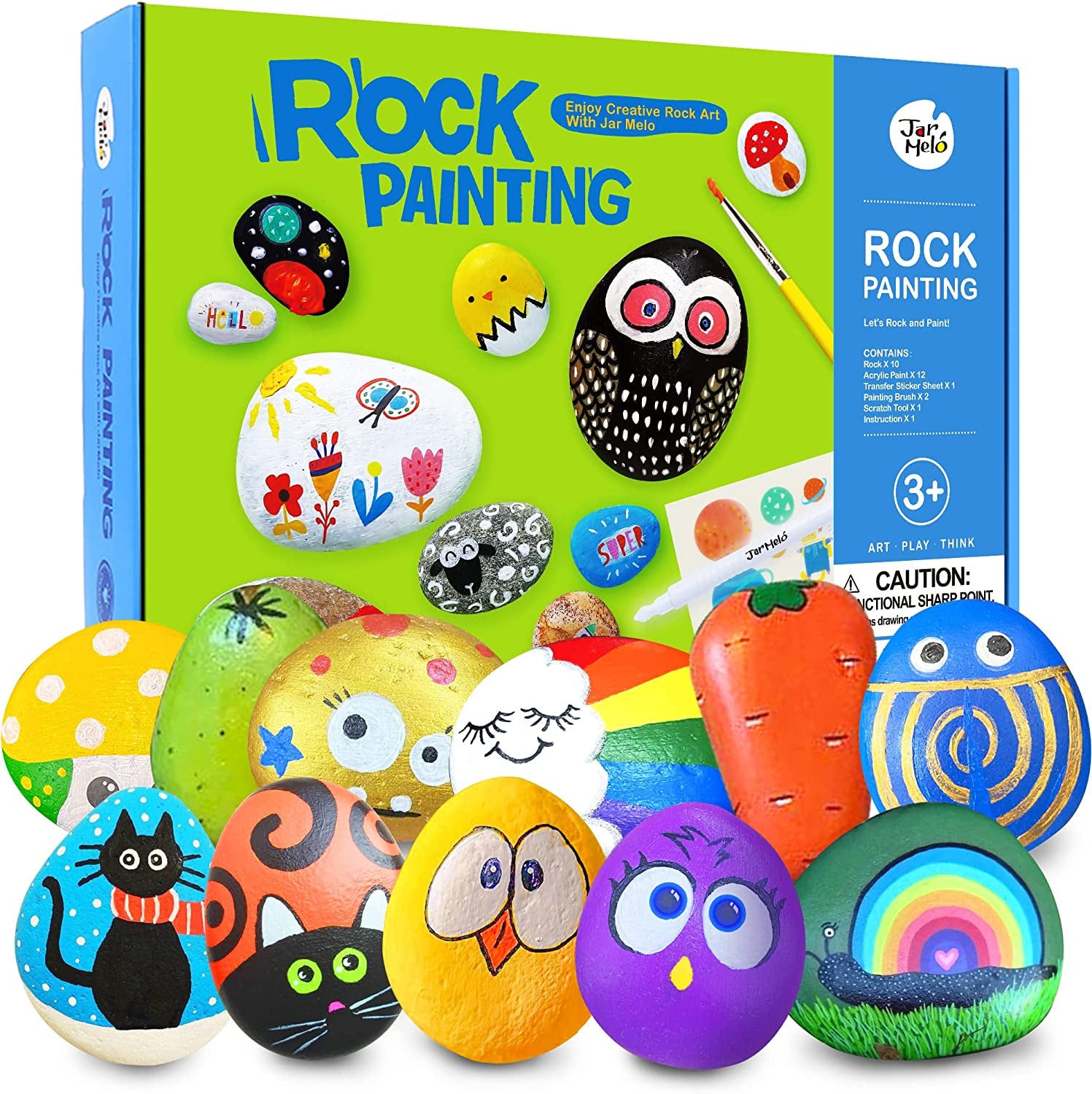 Rock Painting Kits for Kids, Hide & Seek Rock Kits, Arts & Crafts Kits for Kids Age 6-12, Best Gift Art Set, Waterproof Paints