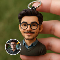 Custom 3D Portrait Keychain From Photo - Personalized Mini Bust Gift for Men & Women - Unique Handmade Figurine