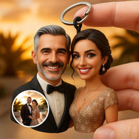 Custom 3D Couple Figurine Keychain – Cultural, Wedding & Travel Personalized Gift