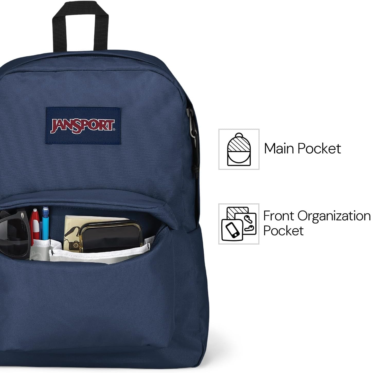 Superbreak One Backpacks - Durable, Lightweight Bookbag with 1 Main Compartment, Front Utility Pocket with Built-In Organizer - Premium Backpack, Black