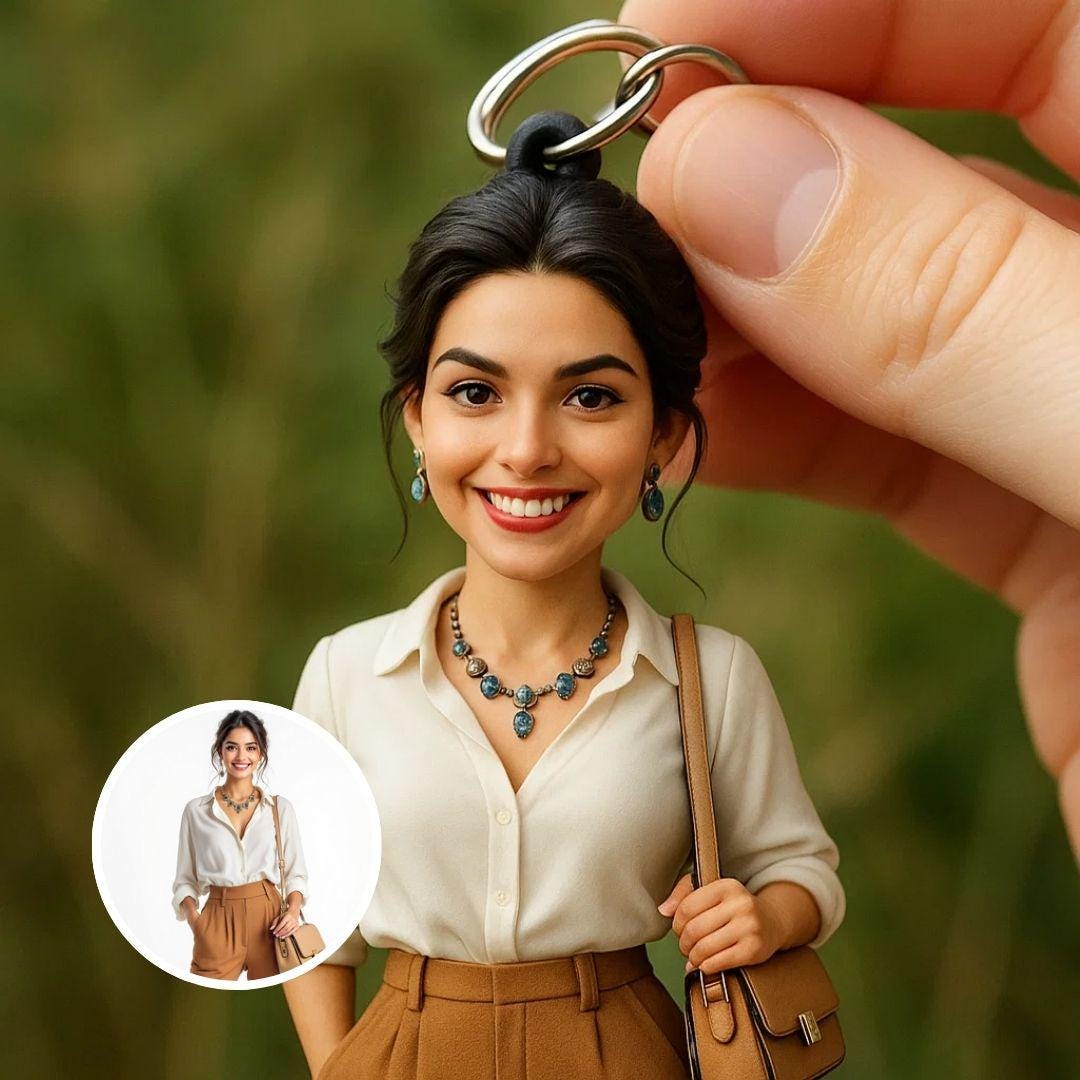 Custom 3D Portrait Keychain Gift – Personalized Figurine from Photo – Handmade Unique Mini Doll