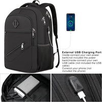 Black Backpack, School Backpacks for Teen Boys & Girls, Student Bookbag Fits 17.3 Inch Laptop with USB Charging Port, Water Resistant Travel Backpack, Sturdy anti Theft Computer Bag Gifts Men Women
