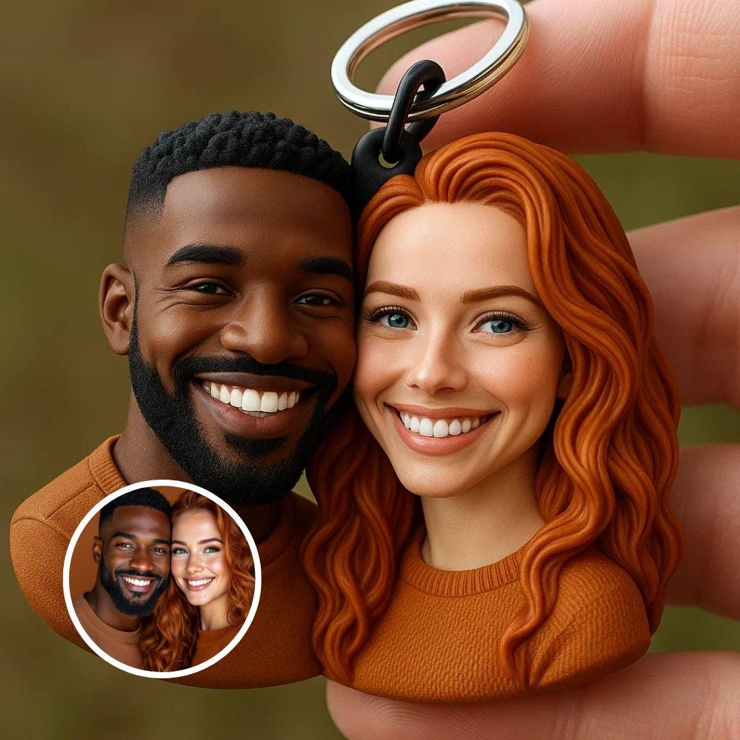 Custom 3D Bust Keychain from Photo – Personalized Mini Figure of Kids, Chefs, Firefighters – Unique Gift Idea