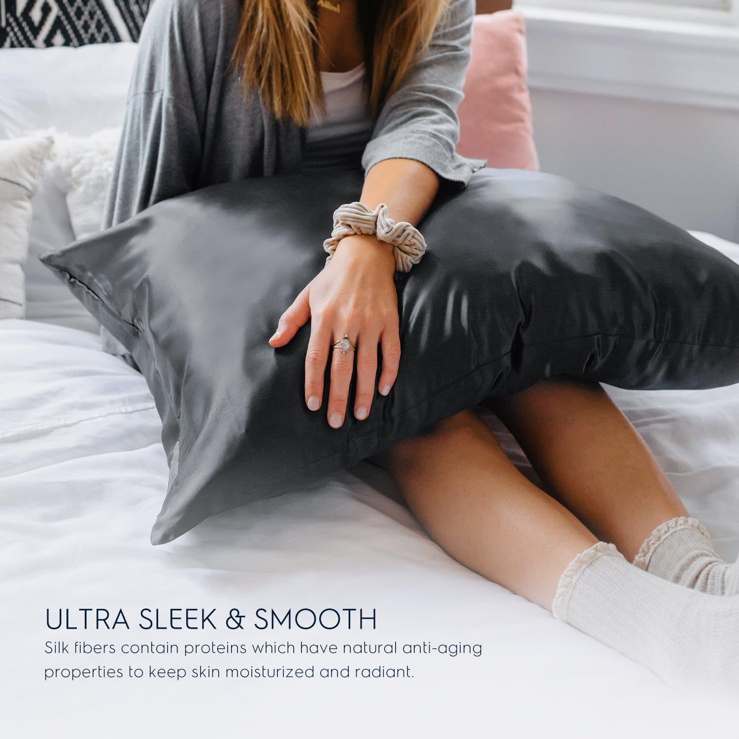 Pillow Cases - 22Mm 100% Pure Mulberry 6A Silk Pillowcase for Hair & Skin with Zipper Closure, Cooling, Natural, Organic, Double Sided Silk Pillow Case (Midnight Black, Queen 20X30 1Pc)