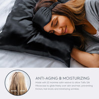 Pillow Cases - 22Mm 100% Pure Mulberry 6A Silk Pillowcase for Hair & Skin with Zipper Closure, Cooling, Natural, Organic, Double Sided Silk Pillow Case (Midnight Black, Queen 20X30 1Pc)