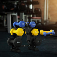 Colored Neoprene Dumbbell Set with Rack, Multiple Weight Options, 20LBS, 32LBS, 50LBS and 56LBS Sets
