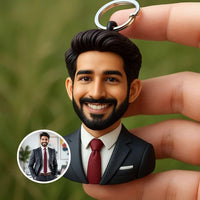 Personalized 3D Business Keychain – Custom Mini Executive Figurine from Photo