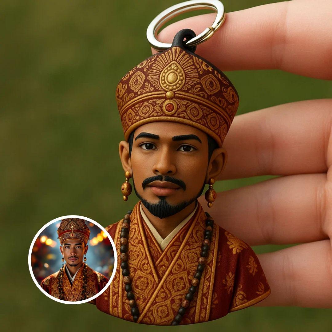 Custom 3D Royal Religious Keychain Bust - Personalized Figurine Gift from Photo - Cultural Portrait Art
