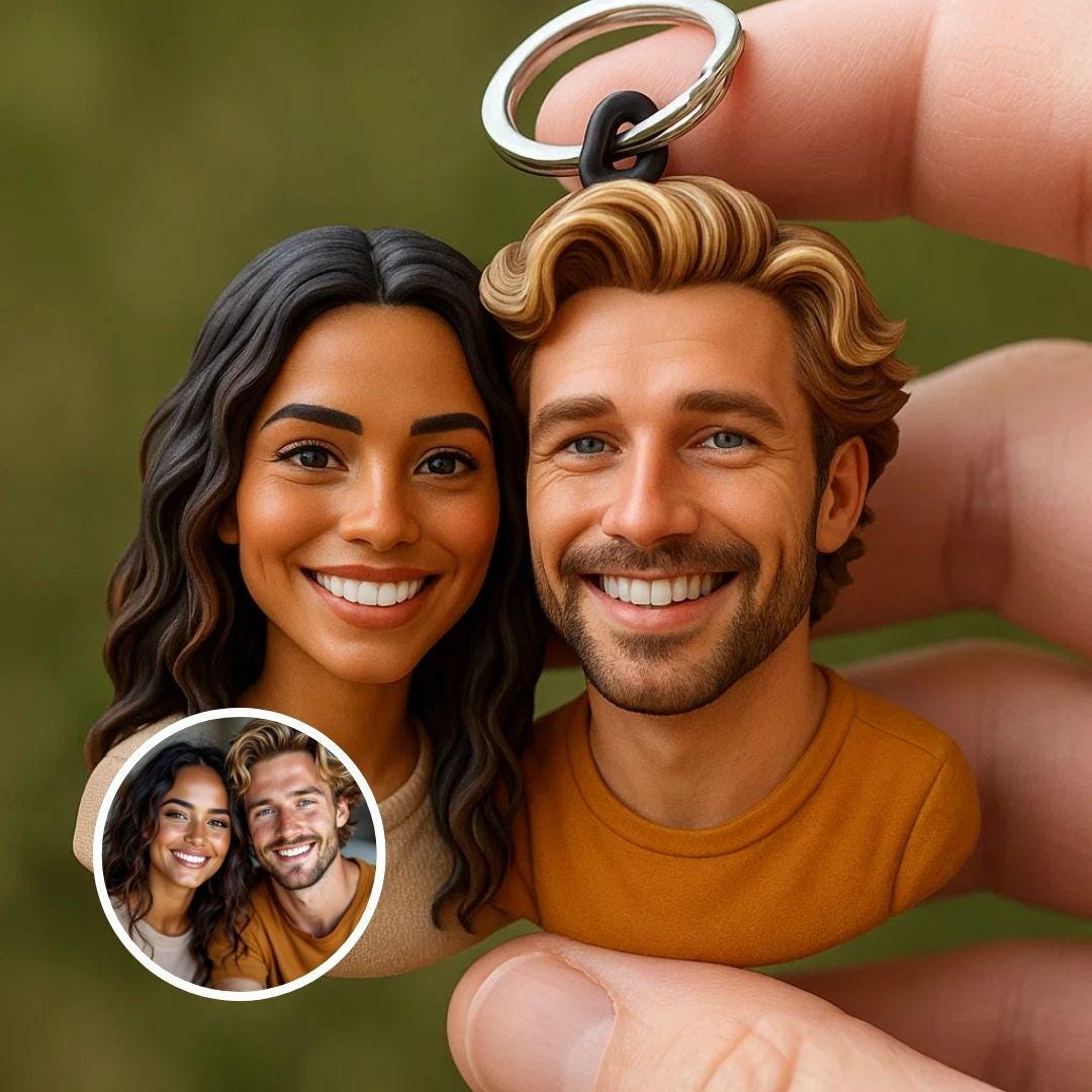 Custom 3D Bust Keychain from Photo – Personalized Mini Figure of Kids, Chefs, Firefighters – Unique Gift Idea