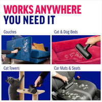 Pet Hair Remover and Reusable Lint Roller - Cat and Dog Hair Remover for Furniture, Couch, Carpet, Clothing and Bedding - Portable, Multi-Surface Fur Removal Tool (Black)