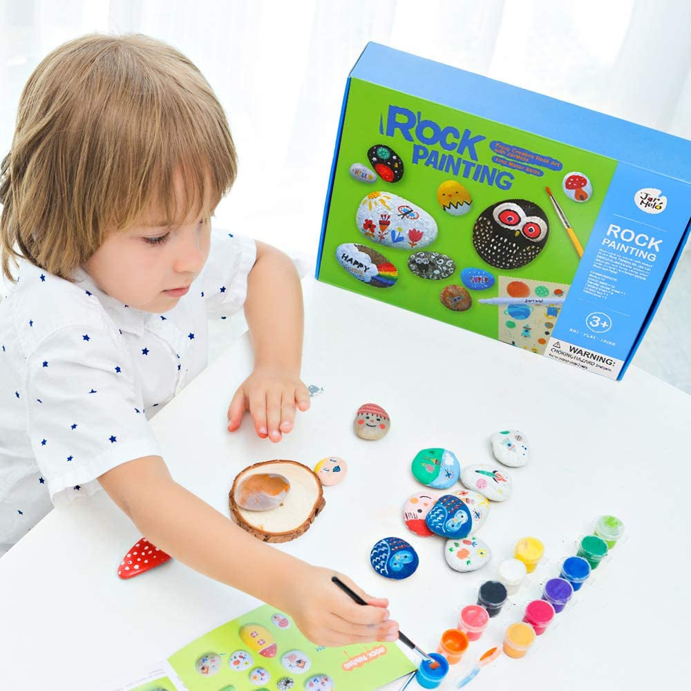 Rock Painting Kits for Kids, Hide & Seek Rock Kits, Arts & Crafts Kits for Kids Age 6-12, Best Gift Art Set, Waterproof Paints