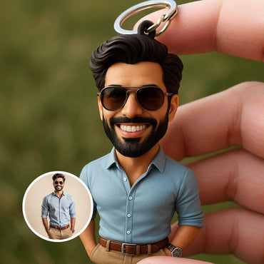 Custom 3D Portrait Keychain Gift – Personalized Figurine from Photo – Handmade Unique Mini Doll