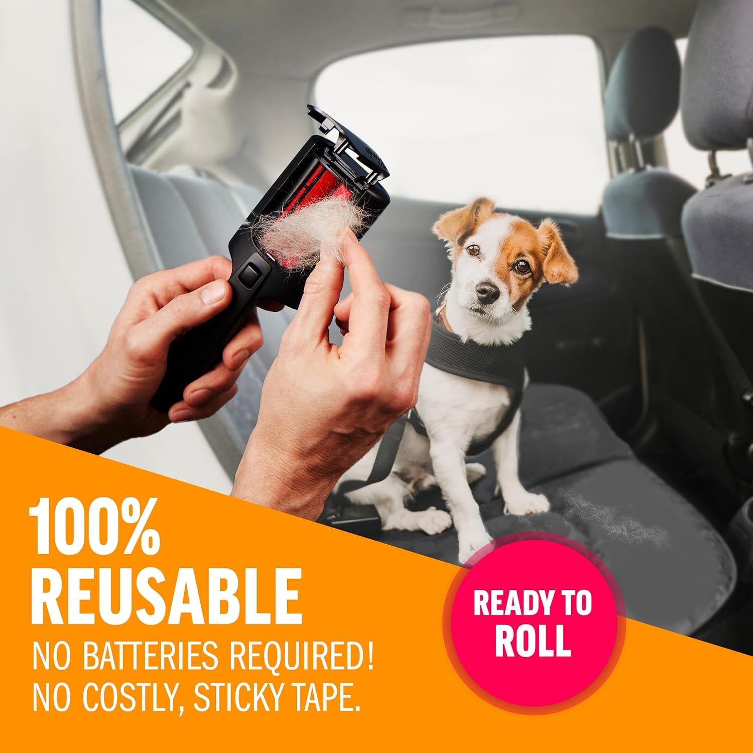 for Pet Hair - Reusable Lint Roller Pet Hair Removal Tool for Clothes, Couches, Cars and Travel - Cat Dog Hair Remover, Compact, No Sticky Refills Needed (Mini)