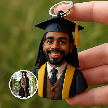Custom Graduation 3D Keychain – Personalized Graduate Figurine from Your Photo Gift