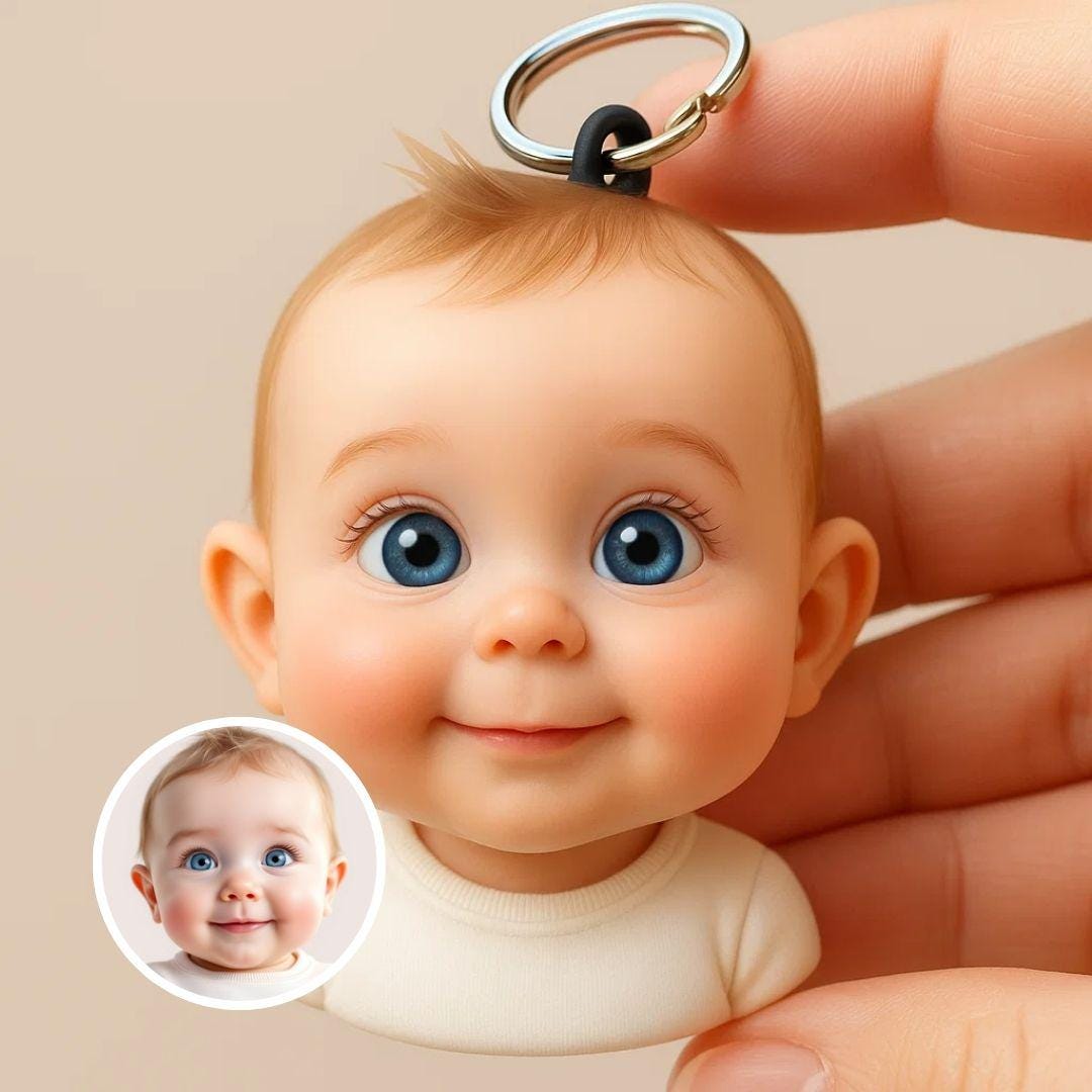Personalized 3D Boy Keychain from Photo – Mini Me Custom Cartoon Portrait Gift – Kids Figurine – Handmade Keepsake for Parents & Birthdays
