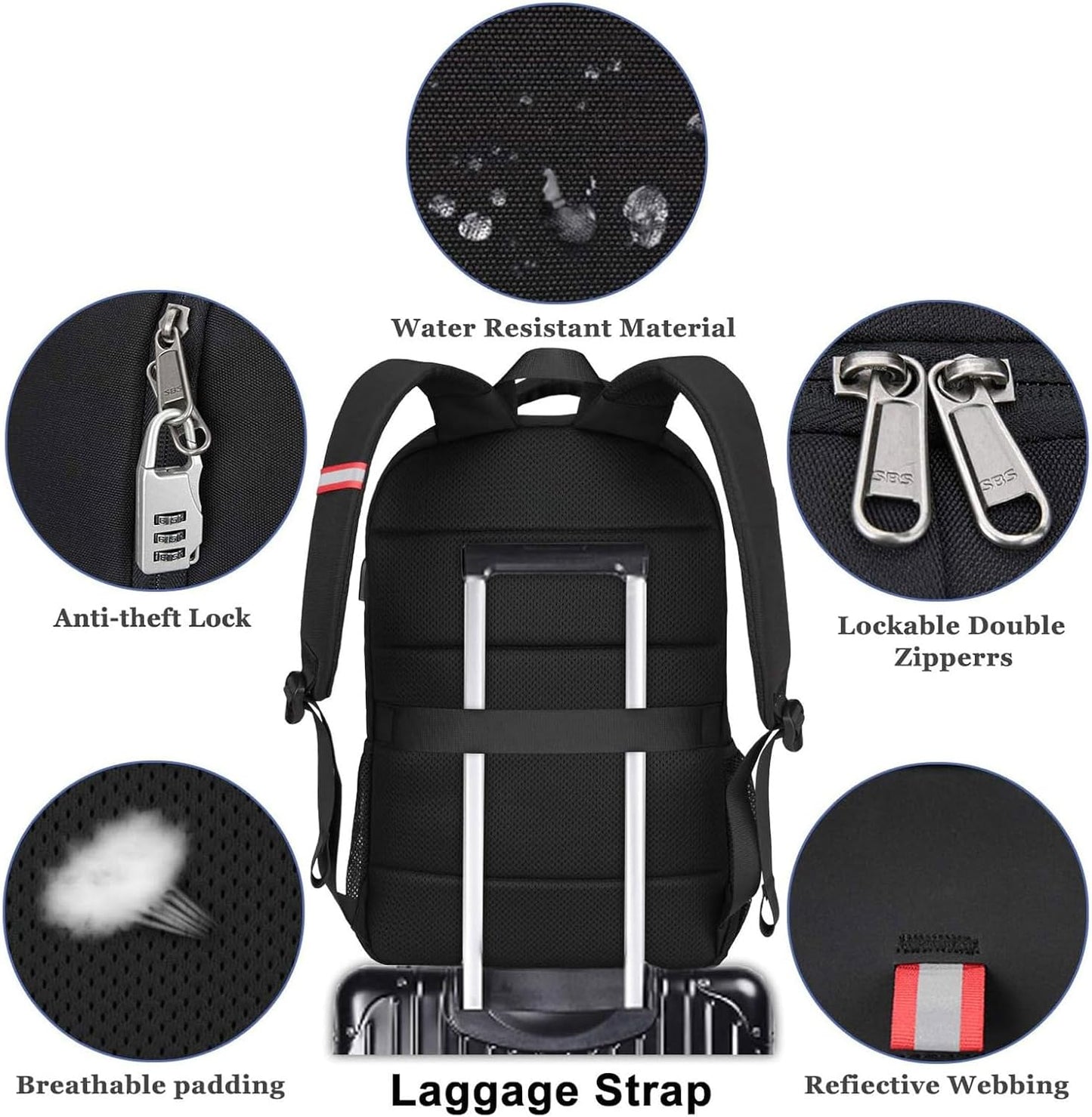 Laptop Backpack for Men, Large Anti-Theft Business Travel Backpack with USB Charging Port, Water Resistant College School Computer Bag for Men/Women for 17 Inch Laptop and Notebook