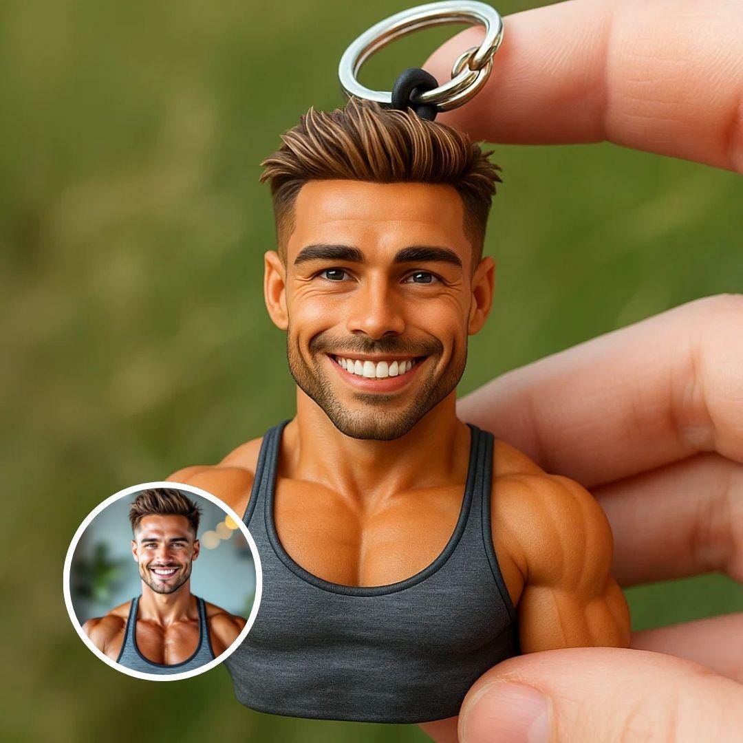 Custom 3D Portrait Keychain From Photo - Personalized Mini Bust Gift for Men & Women - Unique Handmade Figurine
