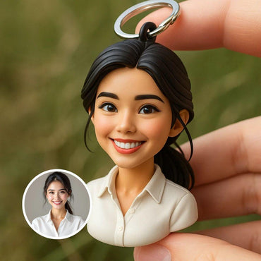 Custom 3D Portrait Keychain From Photo - Personalized Mini Bust Gift for Men & Women - Unique Handmade Figurine