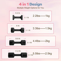 Adjustable Dumbbell Set of 2, 4 in 1 Free Weights Dumbbells Set for Women with Fast Adjustment, Each 2Lb 3Lb 4Lb 5Lb Hand Weights Set for Home Gym & Outdoor Exercise Training