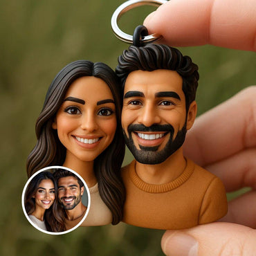 Custom Couple & Family 3D Keychain - Personalized Mini Bust Figurine - Anniversary, Gift for Him Her, Unique Sculpture