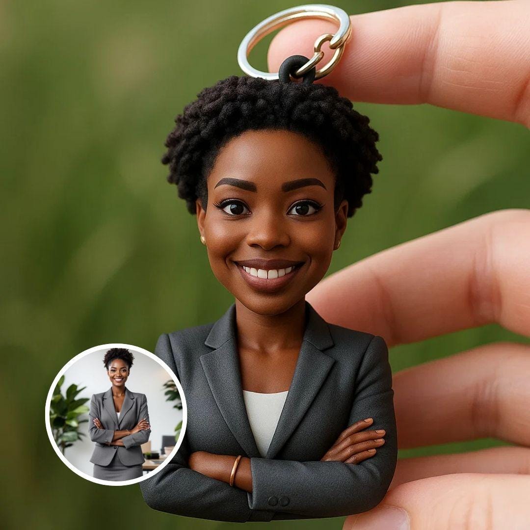 Custom 3D Business Portrait Keychain – Personalized Executive Mini Figurine Gift