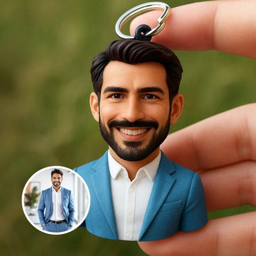 Custom 3D Business Portrait Keychain – Personalized Executive Mini Figurine Gift