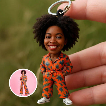 Custom 3D Full Body Keychain from Photo – Personalized Latin American Style Mini Figure Gift