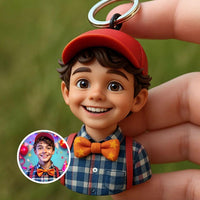 Custom 3D Portrait Keychain from Photo – Personalized Mini Bust Gift for Birthday, Firefighter, Chef, Kids, Husband